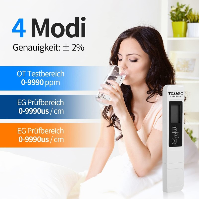 TDS Meter 3 in 1 EC/TEMP/TDS Digital Water Tester TDS