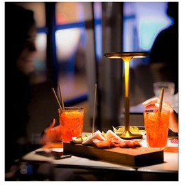 SMMCK Cordless Table Lamps Rechargeable, Portable 5200mAh Battery Operated Lamp, 3 Color Stepless Dimming LED Table Light with Memory Function, for Outdoor/Dinner/Patio/Restaurant.(Gold)