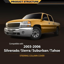 CNNELL Tilt Steering Column Trim Cover Shroud Upper & Lower Fit 2003-2006 GMC Sierra Yukon/Chevy Silverado Suburban Tahoe Avalanche, Fit 2007 Chevy Silverado & GMC Sierra Automatic Transmission