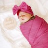 AQOKKA Newborn Receiving Blanket with Bow Hat Mittens Wooden Card