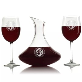 Unbranded Trump 45 47 Circle Engraved Wine Decanter & 18oz Wine Glasses Set - 3 pcs