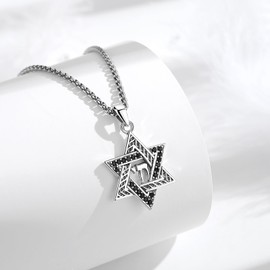 EUDORA Star of David Necklace for Women Men S925 Sterling Silver, Vintage Jewish Star Necklace Mens Star of David Charm Estrella de David Pendant Jewelry Gifts for Women Men,20"+2"