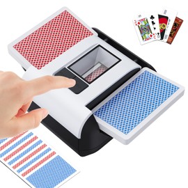 KPAW Automatic Card Shuffler - One-Press AUTO & Manual Mode, Electric Shuffling Machine for 1-2 Decks, Low Noise, Rechargeable & Portable Shuffler Machine for Poker, UNO, Blackjack, Skip-Bo, Phase 10