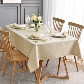 maxmill Jacquard Table Cloth Swirl Design Water Proof Wrinkle Free Heavy Weight Soft Tablecloth Decorative Fabric Table Cover for Outdoor and Indoor Use Rectangular 60 x 104 Inch Beige