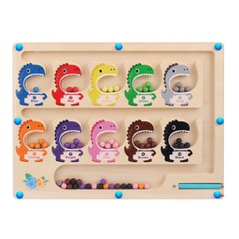 Magnetic Colour and Number Maze Montessori Toy for Children Aged 3+ Wooden Puzzle Activity Board Educational Counting Toy for Toddlers Boys Girls Preschool Kids