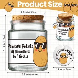 Chunful 50 Positive Pickle Affirmations Messages in a Jar, Pickle Emotional Gifts, Daily Messages Jar with Stickers and Pocket Hug Coin for Anxiety, Self Care(Potato)