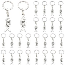 iMagitek 40 Pack Jesus Fish Keychains Christian Keychains Baptism Favors Bible Verse Keychains Jesus Gifts for Women Men Family Reunion Favors
