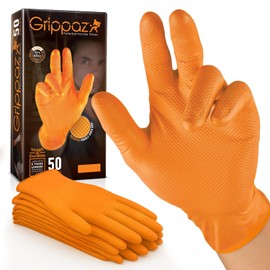 Grippaz Gloves Pack of 50, Nitrile Gloves Working Extremely Robust Non - Slip Ideal for Workshops Mechanics Industry Rubber Long-Lasting Ambidextrous Gloves Disposable Gloves (Small)