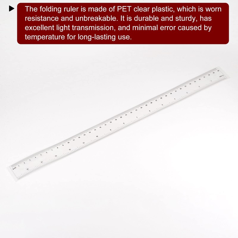 HARFINGTON Film Flexible Ruler 16 Inch 0.5mm Scale PET Plastic