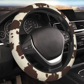 Cow Print Vintage Steering Wheel Cover for Women Men Girls Car Accessories Decor Anti-Slip Neoprene Auto Steering Wheel Covers Protector Universal 15 Inch