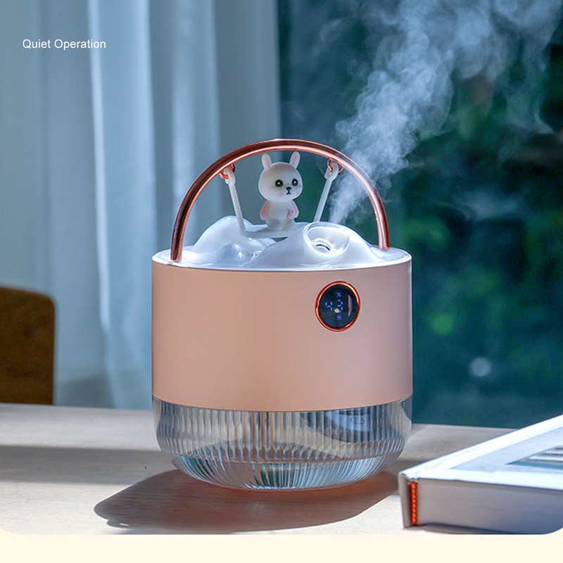 Mini Humidifier 600ml 40ml/H Dual Mode Bear On Swing Night