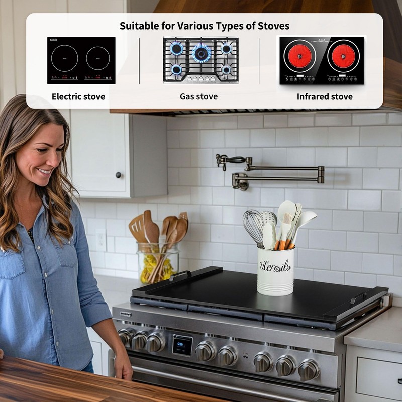 Hanobe Stove Noodle Board Cover: Black Gas Electric Cover Top