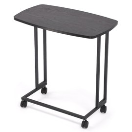 Moncot C Shape End Tables,TV Tray Sofa Table,Couch Table with Removable Wheels,Metal Frame Small End Table,Movable Sofa Side Table, Laptop Side Table, for Living Room,Bedroom,Black