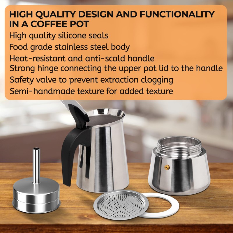 Mogrecha 2 Cup 100ml Moka Pot Stainless Steel Espresso Coffee