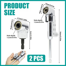 Tweozhui Angle Screwdriver Attachment Angle Gear Cordless Screwdriver Angle Drill Attachment 105° Angle Screwdriver Attachment Adapter, 1/4 Inch Hex Shank, for Drills and Cordless Screwdrivers, Long +