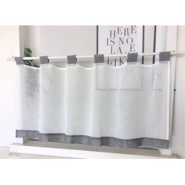 Vordesack Leinenoptik Scheibengardine mit Schlaufen Kurzstore Unifarbig Kleinfenster Kurzstore Küchengardine 1 Stück Grau HxB 45x60cm