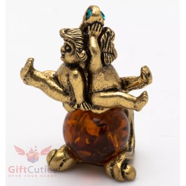 Solid Brass Amber Figurine Gemini Astrology Zodiac sign Horoscope IronWork