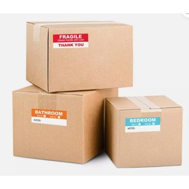 6 Colour Code House Moving Stickers 88x40mm Sheets for Cardboard Box Label Fragile 60 Labels