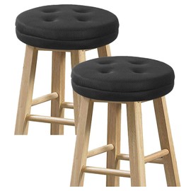 baibu Set of 2 Bar Stool Cushions, Super Breathable Round Bar Stool Cover Seat Cushion Black 12" - 2 Cushions Only