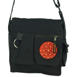 Guru-Shop Shoulder Bag, Hippie bag - Black, Unisex Adults, Cotton, Size:One Size, 25x25x7 cm, Shoulder Bags
