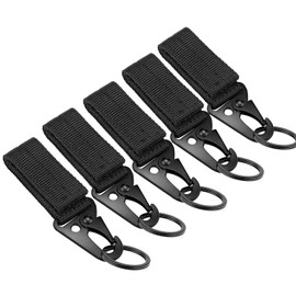 Kyrio Pack of 5 Tactical Belt Carabiner Hook Molle Webbing Buckle Strap Clip Backpack Band Keychain Gear Carabiner Clip Hanging Buckle Belt Keychain Holder (Pack of 5)