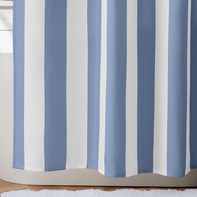Ohocut Vertical Striped Blue Shower Curtain, Cute Retro Vintage Blue