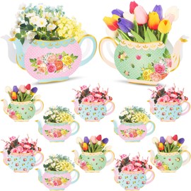 Ireer 12 Pieces Tea Party Centerpieces for Table Tea Party Decorations Teapot Princess Party Flower Centerpieces for Floral Tea Themed Birthday Party Supplies Baby Shower Wedding Anniversaries