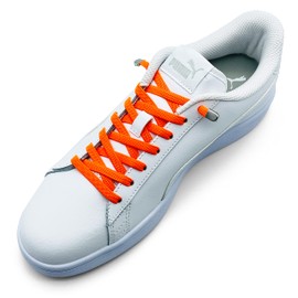 ELANOX Elastic Shoelaces without Ties, Pack of 4 for 2 Pairs of Shoes, with Stylish Ends, Shoe Laces without Ties, Quick Release, Rubber Shoelaces, for Adults and Children (Orange)