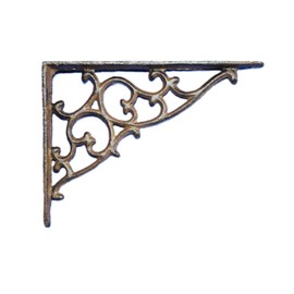 6 - Decorative Cast Iron Shelf Bracket, Victorian Scroll Design, Antique Brown, Wall Mounted Corner Support B-01