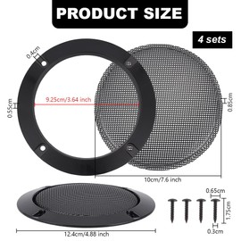 OLYCRAFT 4 Set 10cm Speaker Grill Covers Car Speaker Subwoofer Guard Protector Ceiling Speaker Grille Covers Round Commercial Ceiling Speaker Grill for DIY Speaker Accessory Part Cars Speaker
