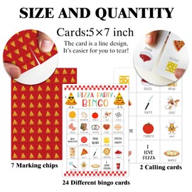 Pizza Party Bingo Game 24 Players Pizza Party Time Bingo Cards for Women Man Birthday Party Favors for Friends Family Holiday Party Activities Supplies Party Decoration Bingo Game- JK0102