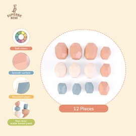 SUPERBE BEBE Montessori Toy for Stacking and Sorting for Babies and Children from 3 Years - Development Toy in Pastel Colours - Educational Game for Toddlers - Birthday Gift