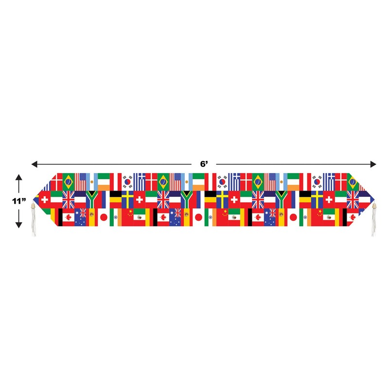Printed International Flag Table Runner Party Accessory (1 count) (1/Pkg)