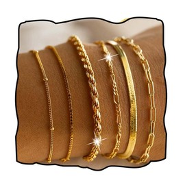 Sinalty Gold Bracelets Pack Cuban Link Chain Bracelet Dainty Jewelry Sets for Women
