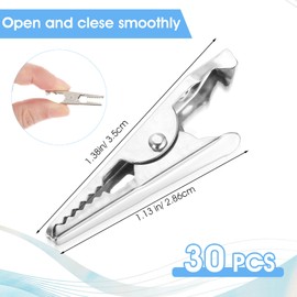 30 Pcs Plated Alligator Clips, Metal Alligator Clip Spring Clamps,Multipurpose Steel Alligators Clips,Mini Silver Plated Test Wire Spring Clamp, for Laboratory Electric Testing Work