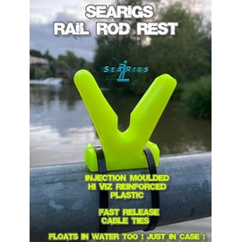 searigs - Sea Fishing Plastic Yellow Rod Rest For Pier & Boat Rail Sea & Coarse zip on - zip off design x2