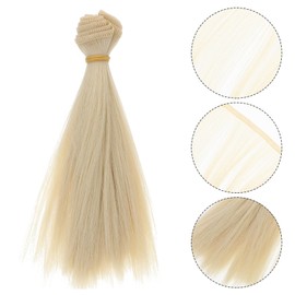 EXCEART Pack of 5 Doll Hair for Crafts Doll Wefts Wig Dolls 15 cm Long Straight Hair Wigs Dolls Heat Resistant Straight Synthetic Hair for Dolls Hair DIY Gold
