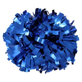 Metallic Cheerleader Cheerleading Pom Poms 6 inch 1 Pair 2 Pieces (Royal Blue)