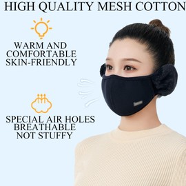 KASESSS Ear Warmers for Men and Women, Winter Warm Balaclava, Ear Warmers with Plush, Comfortable, Ear Muffs Protection Against Wind/Cold, Washable Mask, Earmuffs for Winter Going, Black, black