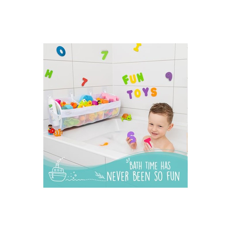 Comfylife Large Bath Toy Organizer with Letters and Numbers –