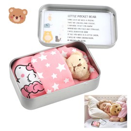 SMCEHEYA Little Pocket Bear Hug, Teddy Bear in a Tin Box, Pocket Hug Plush Toys, Get Well Soon Gifts, First Day at School, Good Luck Gifts for Kids Women Lover Friend