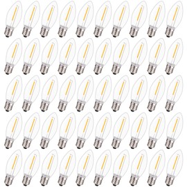 BORT 50 Pack C9 LED Replacement Light Bulb, C9 LED Bulbs for Christmas Outdoor String Lights, E17 Intermediate Base, Clear Plastic Commercial Grade Holiday Bulbs 2700K