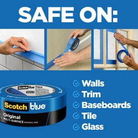 ScotchBlue Original Multi-Surface Painters Tape, 1 Inch Wide (0.94 In. x 60 Yds), 1 Roll, Blue Paint Tape Protects Surfaces and Removes Easily, Masking Tape for Indoor and Outdoor Use (2090-24NC)