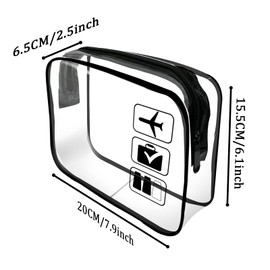 Clear Travel Toiletries Bag, 2 Pcs TSA Approved Toiletry Bag with Zippers Travel Accessories Portable Waterproof Cosmetic Makeup Bags for Women and Men (Black)