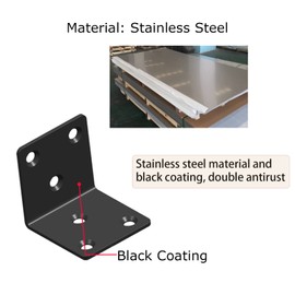 Black Stainless Steel Corner Bracket,Joint Right Angle Bracket,L Shape Heavy Duty Metal Corner Brace Supporter for Wood Aufuga (Black_2x2x2inch, 20)