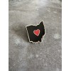 Ohio State Pin Heart Metal Lapel Pin Black/Red - I