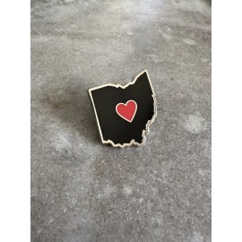 Ohio State Pin Heart Metal Lapel Pin Black/Red - I Love Ohio Pin - Ohio Love Pin