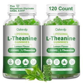 Oakevlp Liposomal L-Theanine 1200mg Gummies,Complex Magnesium GABA,5-HTP,Ashwagandha etc for Calm, Zzz & Relaxation Support for Adults,Children & Elderly,Liposomal Enhance 98% Absorption