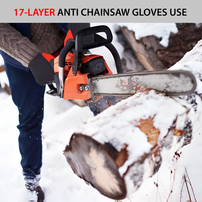 SAFTA Chainsaw Gloves, Cut Resistant Gloves with 17-Layer Protection on
