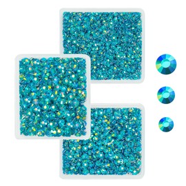 qiipii Teal Blue AB Crystal Resin Rhinestones for Crafting Turquoise Blue Flatback Stones Gems 3mm 4mm 5mm Non-Hotfix Diamonds Crystals Charms for Nails Face Eyes Makeup Body Tumblers DIY Crafts Shoes